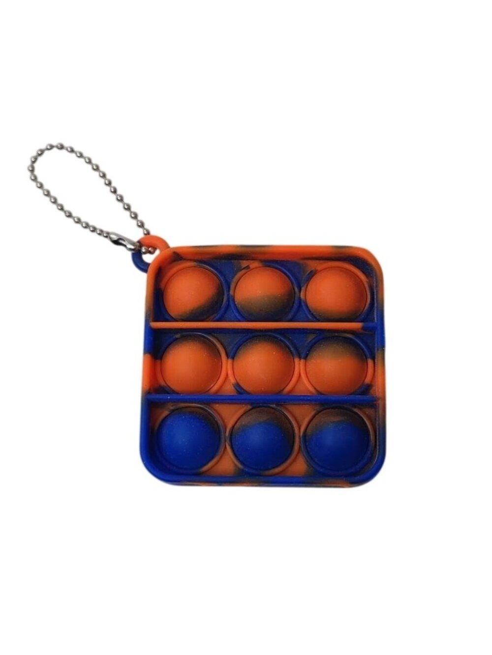 Mini Pop It Keychain Fidget Toy Square Blue Orange Push Bubble 2.5"